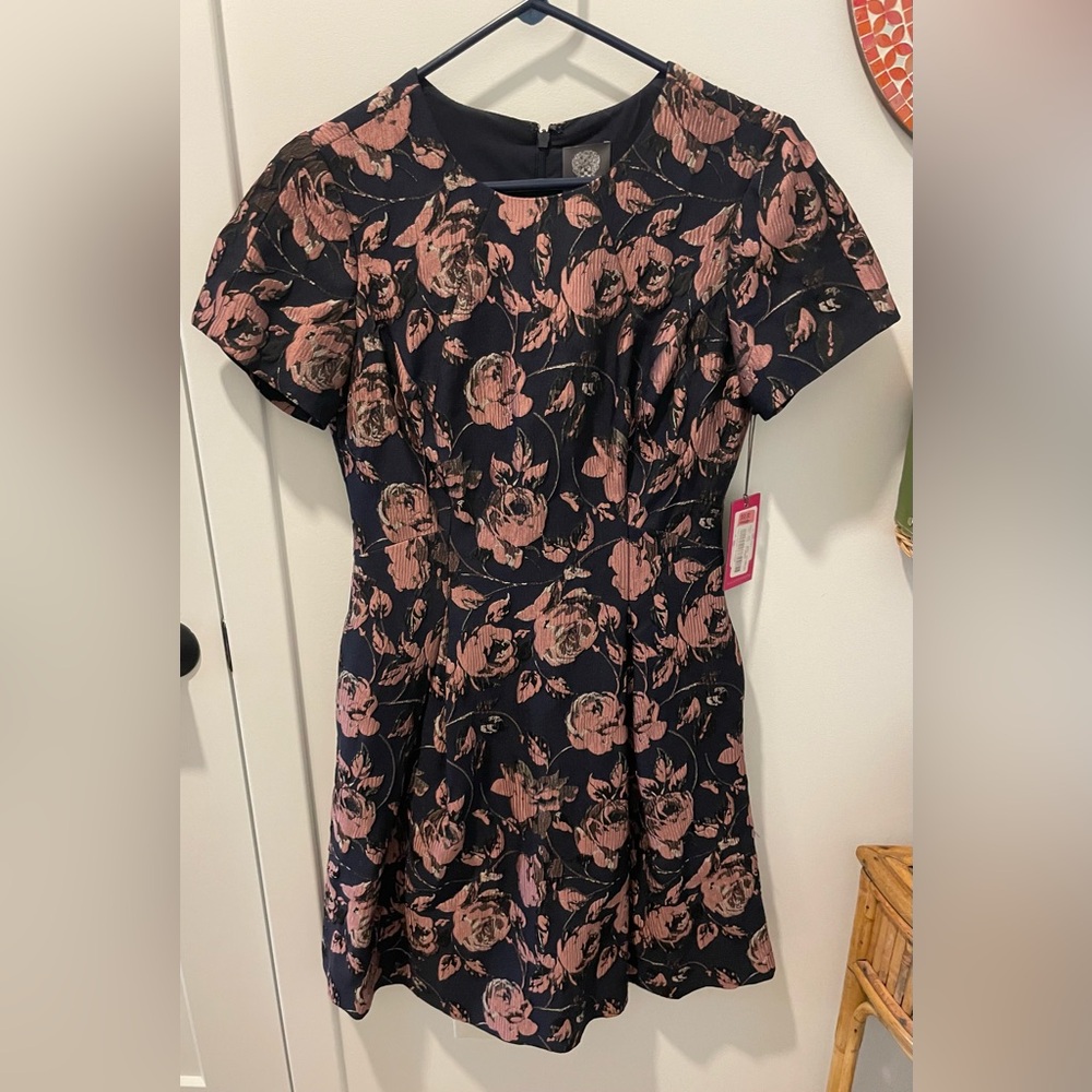 Vince Camuto Navy and Pink Floral Dress